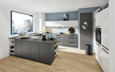 Kuhinja Nolte Küchen Metal - Stahl Grau / Lux - Weiß HG